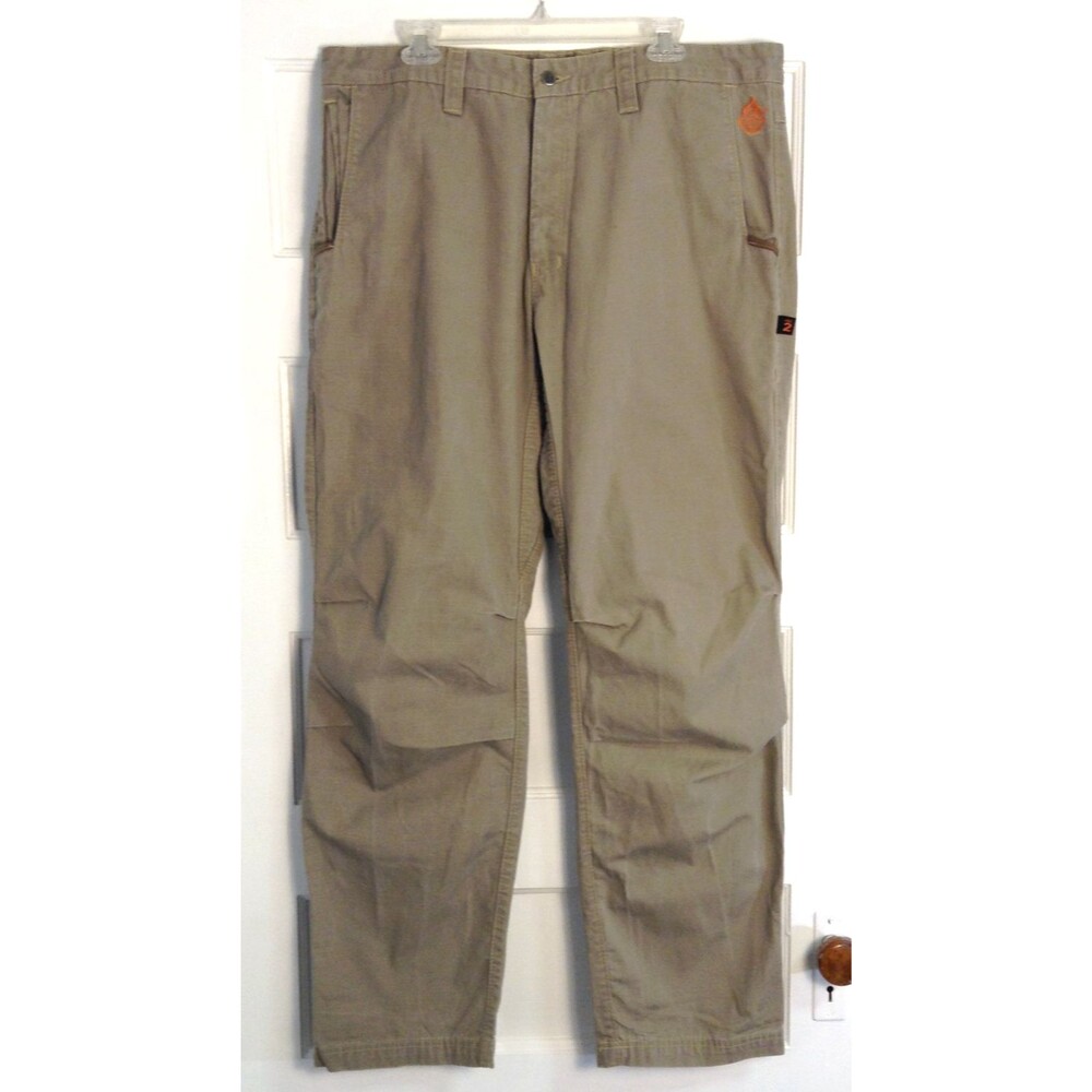 JustinFR Flame Resistant Pants Men 38x33 Khaki Canvas Ripstop Utility Workwear